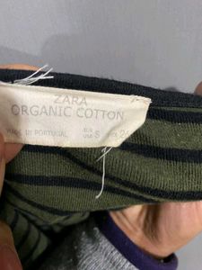 zara Striped Olive Green Top