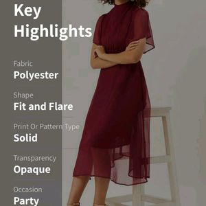 ANVI BE YOURSELF  Maroon Solid Fit&amp; Flare Dress