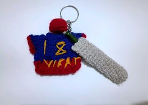 Crocheted Cricket Keychain - Virat Kohli Fan