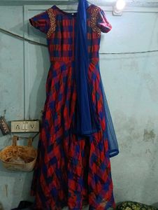 Red & Blue Checkered Kurta Set
