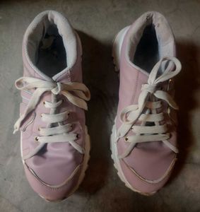Stylish Pink Lace-Up Sneakers