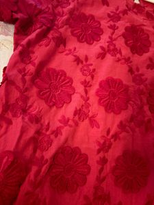 Vibrant Red Embroidered Ethnic Blouse