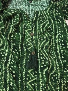 Green Bandhani Print Kurta