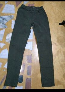 Olive Green Straight Fit Pants
