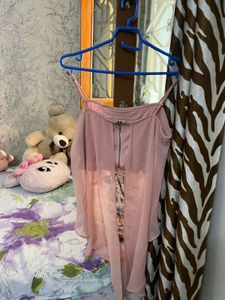 Stylish Dusty Pink Layered High-Low Top