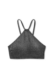 Imported Sparkly Black Halter Bikini Top