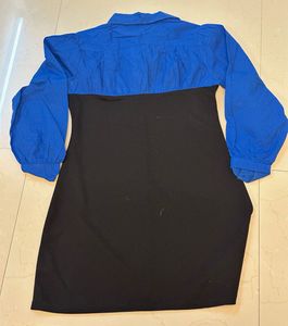 Chic Contrast Dress: Blue Top &amp; Black Skirt