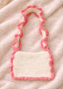 Crocheted Shoulder Bag with Ruffles