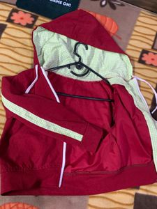 Red Cropped Zip-Up Hoodie