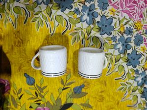 Set of 2 White Coffee Mugs new