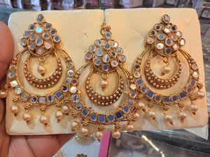 Statement Mirror &amp; Pearl Earrings