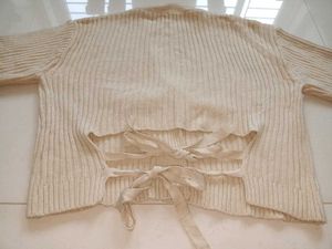 Striped Beige Cardigan Sweater