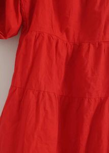 Chic Red Tiered Puff Sleeve Dress
