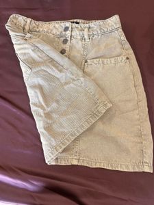 Washed Out Button Front A-Line Skirt