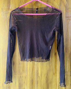 Sheer Mesh Long Sleeve Top