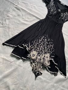 Chic Black Short Sleeve Print Dress