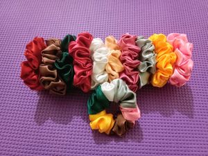 Hair Scrunchies Pack Of 10 And 1 Multicolour Free