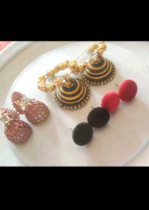 Boho Fabric Button Earrings
