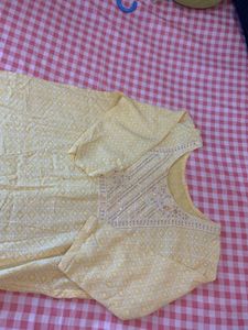 Butter Yellow Printed Kurta