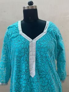 Turquoise Embroidered Kurta