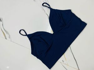 Navy Blue Spaghetti Strap Crop Top