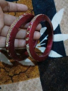 Red &amp; Gold Embellished Bangles