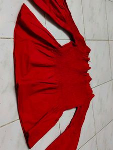 Red Bell Sleeve Off-Shoulder Top