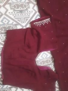 Maroon Saree with Embellished Border
