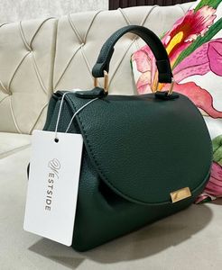 WESTSIDE Chic Green Handbag with Gold Accents