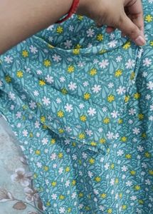Green Floral Bell Sleeve Top