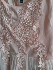 Elegant Pink Lace&amp;pearl Detail Dress