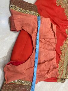 SALE! Gorgeous Red Golden Saree Satin