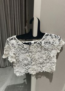 White Lace Cropped Top