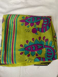 Vibrant Peacock Print Saree