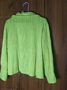 Free delivery! Neon Green Textured Button-Up Shirt