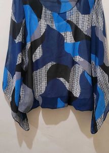 Vibrant Blue Abstract Print top