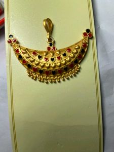 Gold Pendant with Red & Black Enamel
