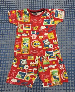 Cute Cartoon Travel Print Shorts Set