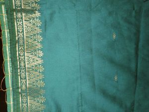 Beautiful Dark Green Saree With Thin Border