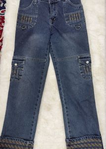 Y2K Style Blue Denim Cargo Jeans