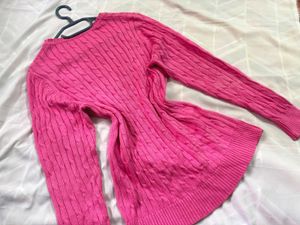 🎁Y2k Pink Cable V-Neck Sweater N