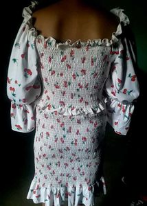 Cute Cherry Print Smocked Dress