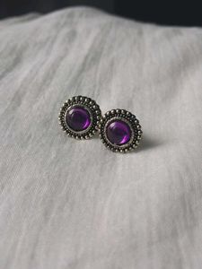 Desi Purple Round Oxidized Studs