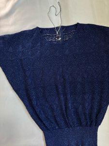 Sparkly navy blue knit top