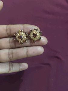 Elegant Pearl and Red Rose Earrings