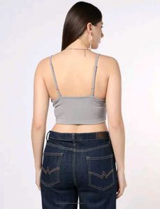 Shein Spaghetti Strap Typographic Print Crop Cami