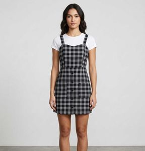 Cute Black &amp; White Plaid Dress