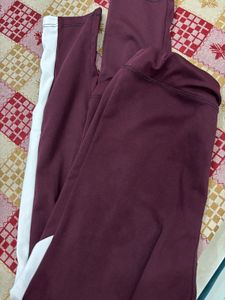 Maroon Pants with White Stripe