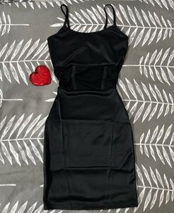 Sleek Black Spaghetti Strap Dress