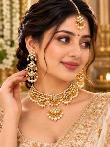 Elegant Pearl &amp; Gold Necklace Set